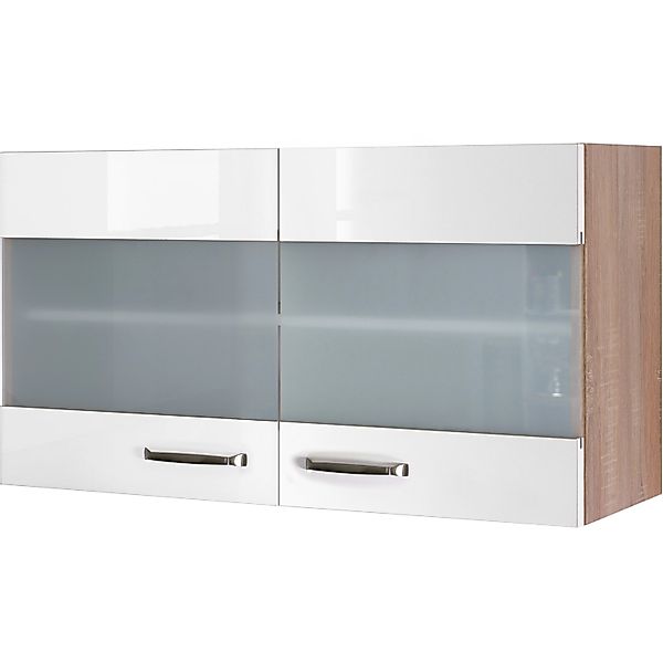 Flex-Well Exclusiv Küchen-Hängeschrank Valero 100 cm x 55 cm Hochglanz Weiß günstig online kaufen