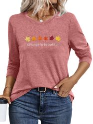 PYLIKE Longsleeve Shirts Damen Herbst Ahornblatt günstig online kaufen