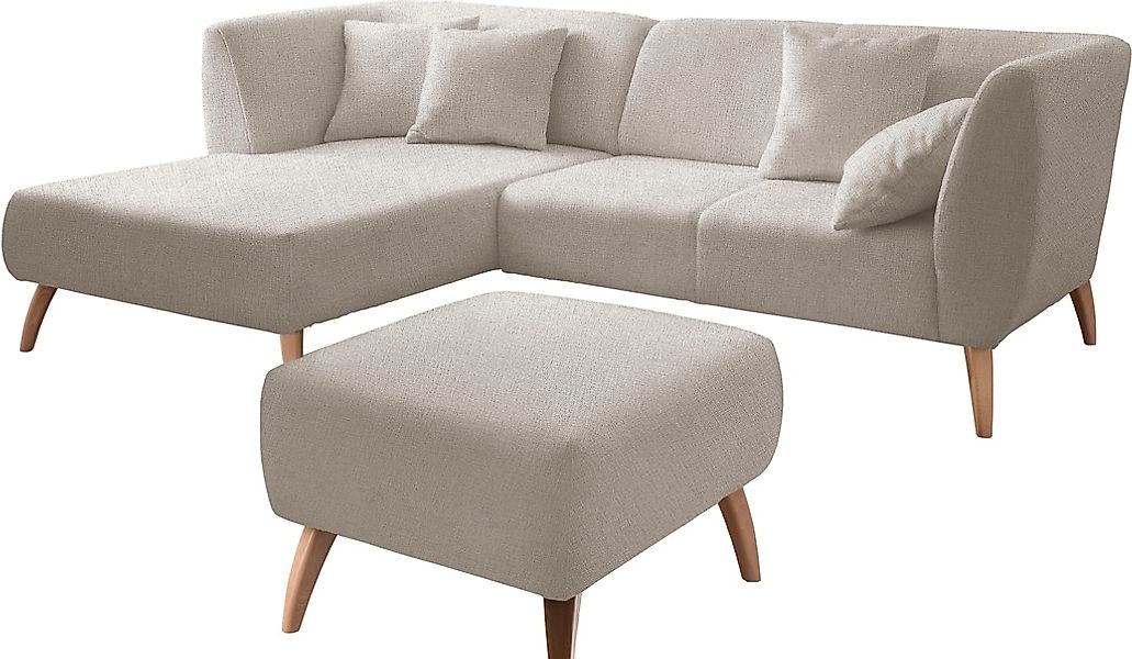 INOSIGN Ecksofa »Colori L-Form«, Holzfußfarbe wählbar, inkl. 4x Zierkissen günstig online kaufen