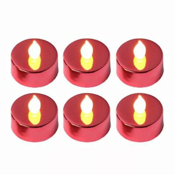 MARELIDA 6er Set LED Teelichter flackernd D. 3,8cm rot günstig online kaufen
