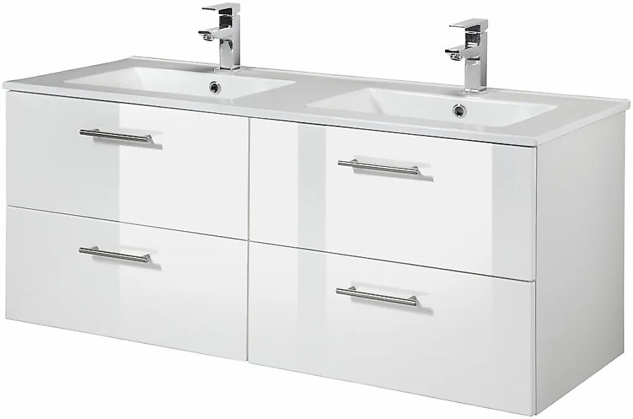 welltime Doppelwaschtisch "Trento", Badmöbel in Breite 120 cm, 2 Doppel-Was günstig online kaufen