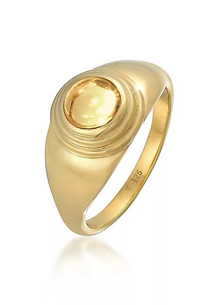 Elli Premium Fingerring "Siegelring Citrin Rund Klassik 925 Silber" günstig online kaufen