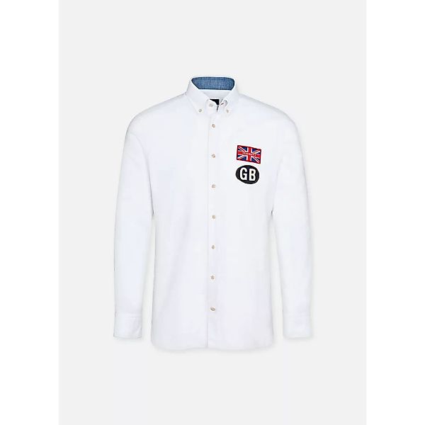 Hackett Gb Badge White Oxford Langarm Hemd 2XL White günstig online kaufen