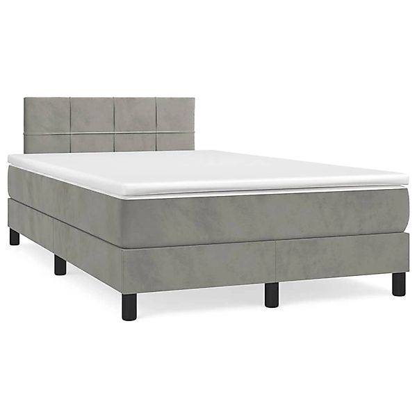 vidaXL Boxspringbett mit Matratze Hellgrau 120x200 cm Samt1389949 günstig online kaufen
