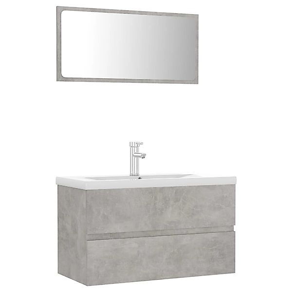 vidaXL Badezimmer-Set Badmöbel-Set Betongrau Holzwerkstoff, (1-St) günstig online kaufen