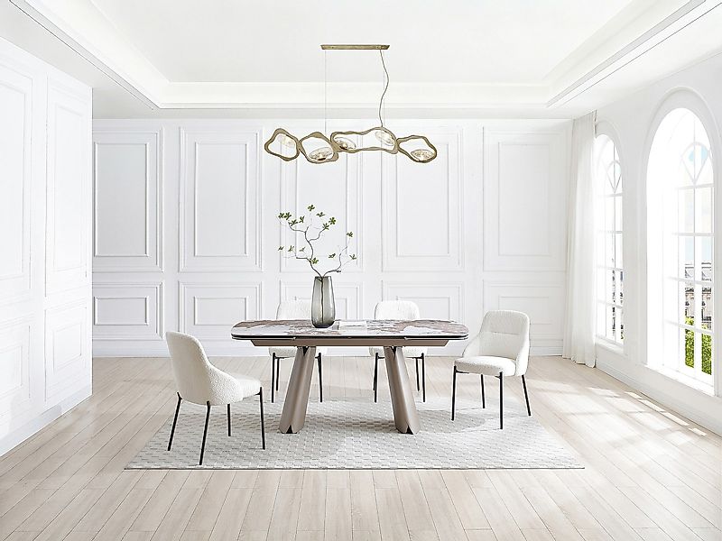 Esstisch ausziehbar 6-10 Personen - Keramik, Sicherheitsglas & Metall Bronz günstig online kaufen