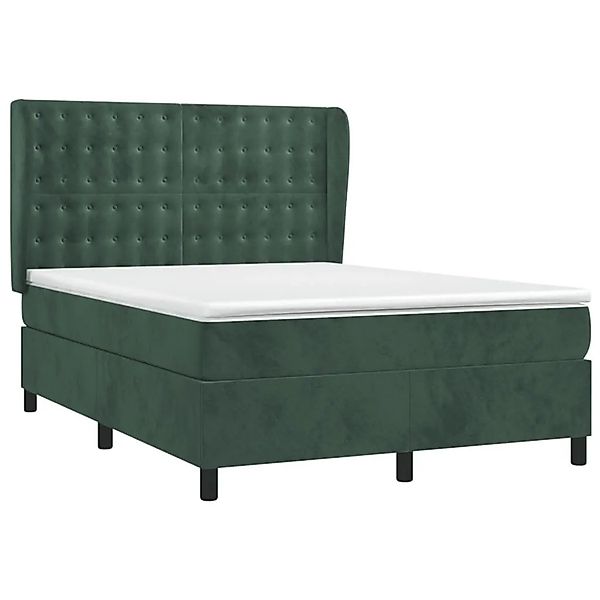 vidaXL Boxspringbett mit Matratze Dunkelgrün 140x200 cm Samt 3129456 günstig online kaufen
