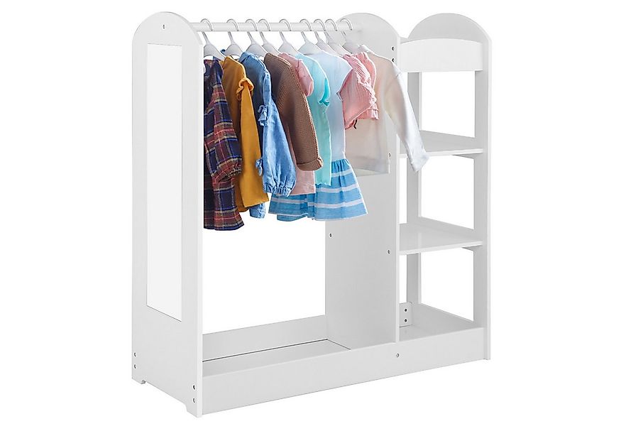 COSTWAY Kleiderschrank Kinderkleiderschrank mit Spiegel, aus Holz günstig online kaufen