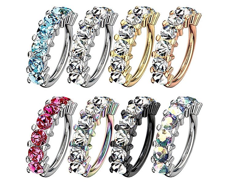 Taffstyle Nasenpiercing Tragus Helix Septum Ring mit Kristallen Gold Clear günstig online kaufen