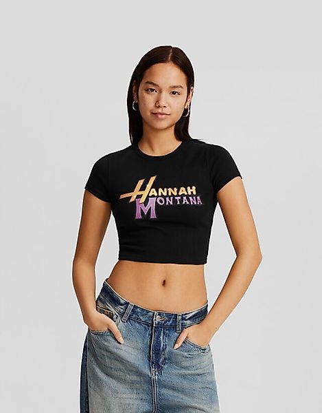Bershka Kurzärmeliges Cropped-Shirt Hannah Montana Mit Print Damen 10-12 Sc günstig online kaufen