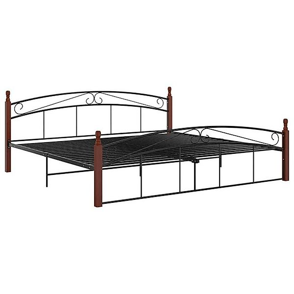 vidaXL Bettgestell, Bettrahmen Schwarz Metall und Massivholz Eiche 200x200 günstig online kaufen