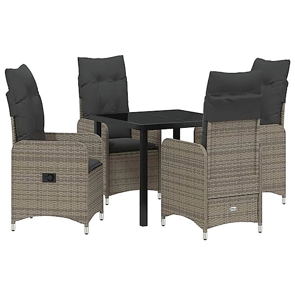 vidaXL 5-Teilige Garten-Essgruppe mit Kissen in Grau aus Poly Rattan 337964 günstig online kaufen