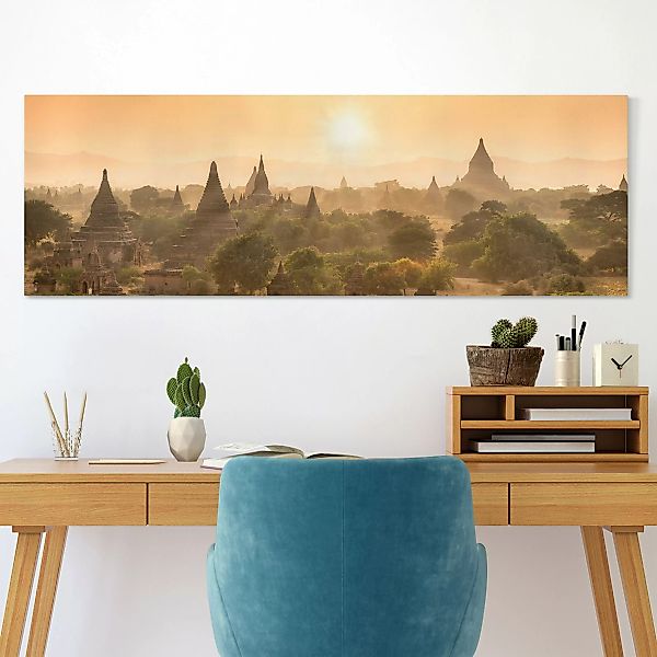 Leinwandbild Sonnenuntergang über Bagan günstig online kaufen