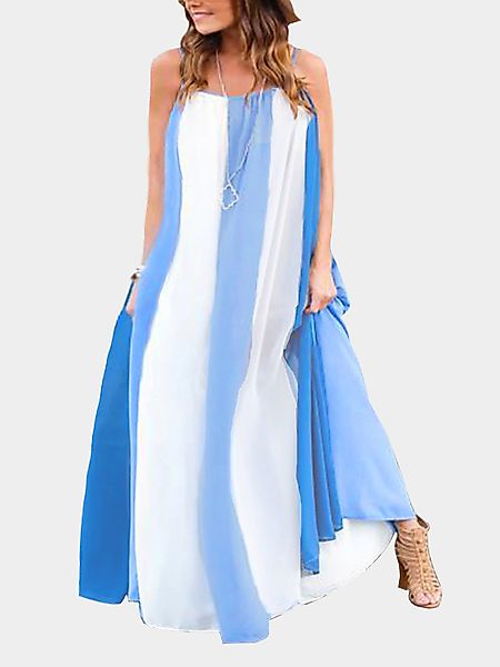 Urlaubsstreifenmuster Maxi Kleid günstig online kaufen