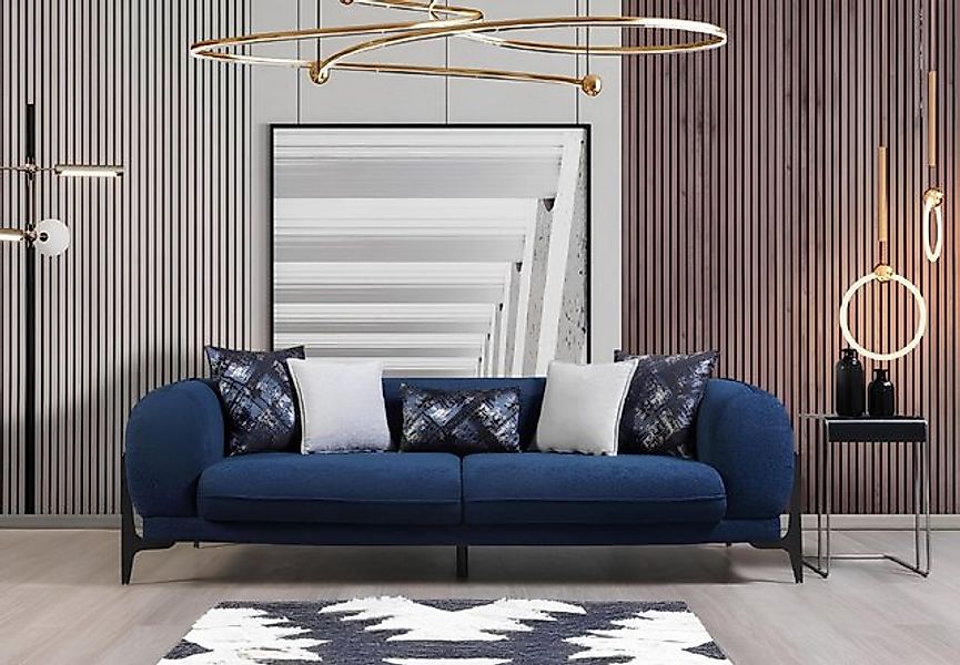 Xlmoebel Sofa Neu Blaues Design-Möbel Luxus Dreisitzer 3-Sitzer Sofa Couch günstig online kaufen