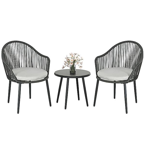 Outsunny Sitzgruppe Rattan Gartenmöbel-Set mit 2 günstig online kaufen