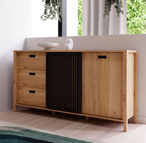 FORTE Sideboard "Jytana" Breite 174,8 cm, Tür mit Lamellenoptik, Mauvella E günstig online kaufen