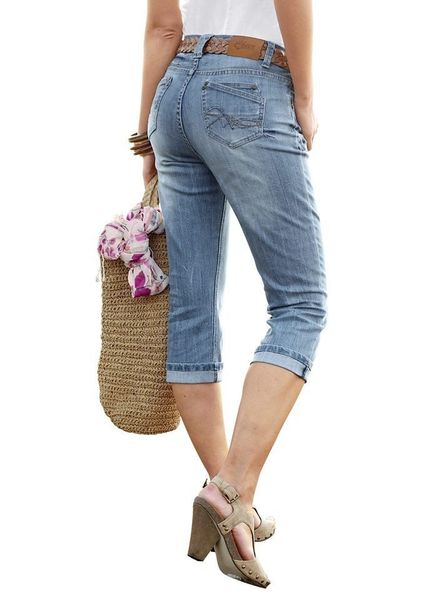 Aniston CASUAL Caprijeans in Used-Waschung günstig online kaufen