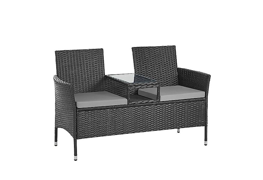 SVITA Gartenbank CHICAGO, 2-Sitzer, Rattanbank, Polyrattan, Schwarz günstig online kaufen