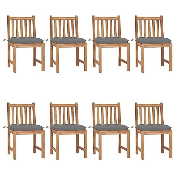 vidaXL Gartenstühle 8 Stk mit Kissen Massivholz Teak 3073158 günstig online kaufen