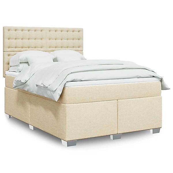vidaXL Boxspringbett mit Matratze Creme 140x190 cm Stoff 3292802 günstig online kaufen