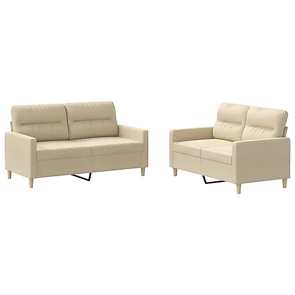 vidaXL 2-Tlg Sofagarnitur mit Kissen Creme Stoff 3201570 günstig online kaufen