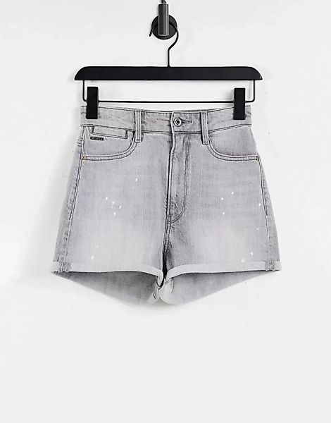 G-Star – Tedie – Jeansshorts in Grau mit sehr hohem Bund, Umschlagsaum und günstig online kaufen