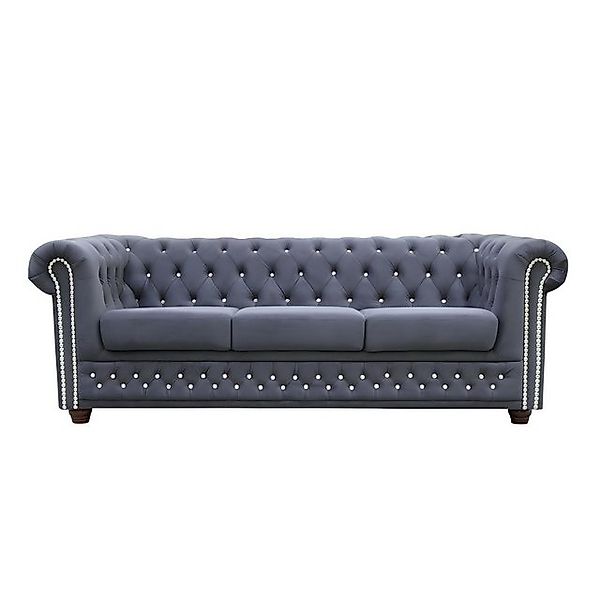 JVmoebel Sofa Chesterfield Sofagarnitur Sofa Polster Kristallsteine Leder G günstig online kaufen