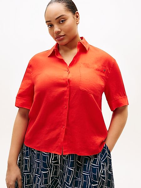 Tommy Hilfiger Curve Kurzarmshirt "CRV ESS LINEN SHIRT WITH SS" in großen G günstig online kaufen