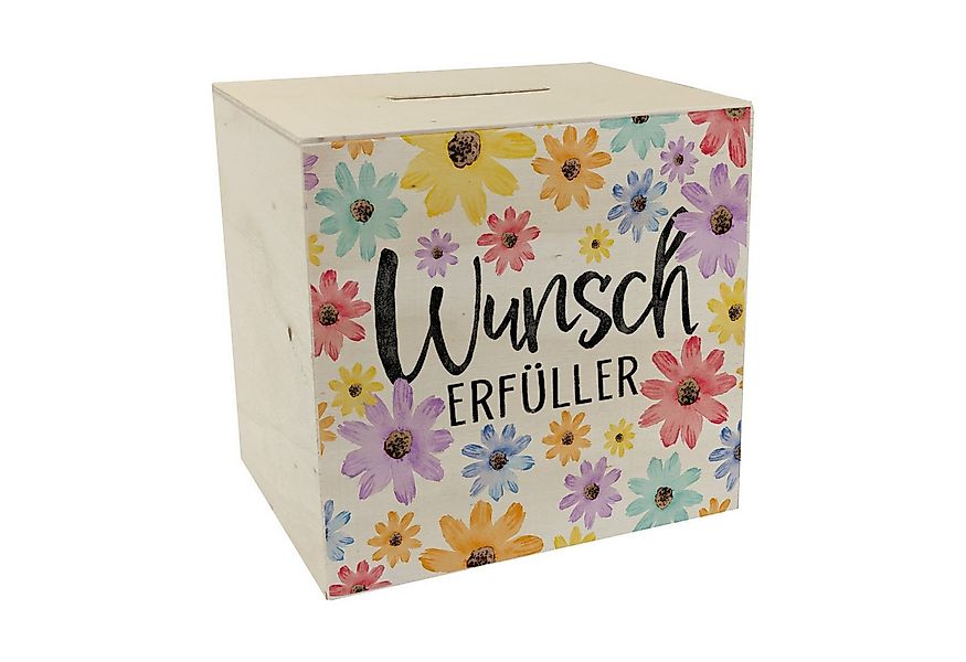speecheese Spardose Blumen Spardose aus Holz mit Spruch Wunscherfüller günstig online kaufen