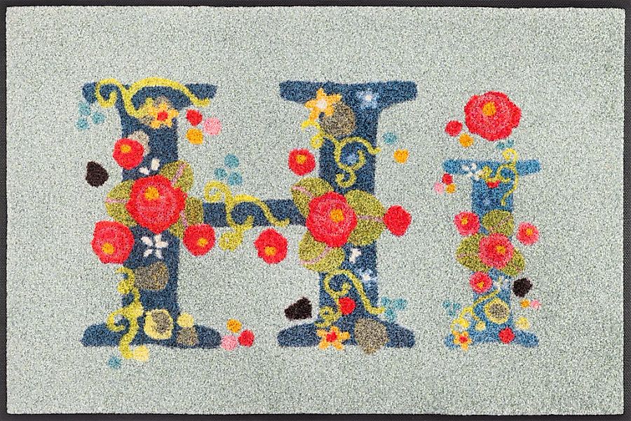 wash+dry by Kleen-Tex Fußmatte "Hi with Roses" rechteckig 7 mm Höhe günstig online kaufen