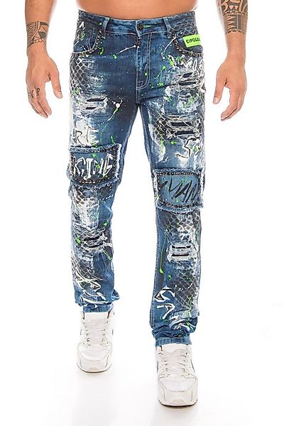 Cipo & Baxx Slim-fit-Jeans Herren Jeans Hose mit ausgefallenem Graffiti Des günstig online kaufen