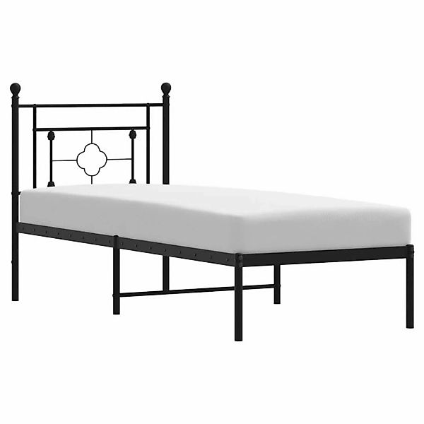 vidaXL Bettgestell, Bettrahmen mit Kopfteil Metall Schwarz 75x190 cm günstig online kaufen