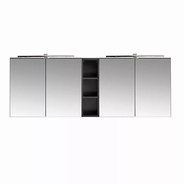 Doppel-Spiegelschrank, 180cm, LED-Beleuchtung, matt schwarz, PUEBLA-56-BLAC günstig online kaufen