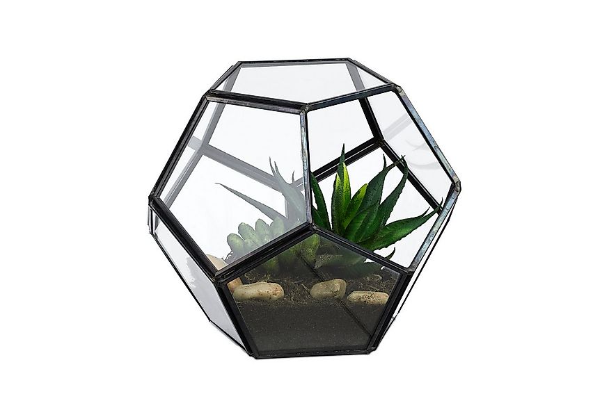 relaxdays Dekovase Geometrisches Pflanzenterrarium aus Glas (1 St), schwarz günstig online kaufen
