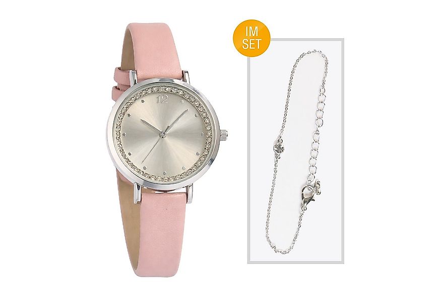 Miraval Quarzuhr Damen Armbanduhr Rosé Analog, Roséfarbenes Kunstlederarmba günstig online kaufen