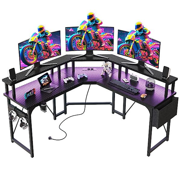 HOMALL Eckschreibtisch Gamingtisch mit LED,Computertisch mit günstig online kaufen