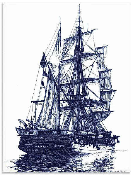 Artland Glasbild "Antikes Schiff in blau I", Boote & Schiffe, (1 St.) günstig online kaufen