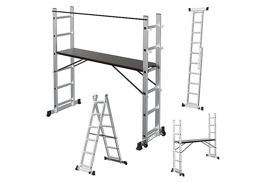 Clanmacy Arbeitsgerüst Arbeitsgerüst 4in1 Leitergerüst, Mehrzweckleiter Alu günstig online kaufen