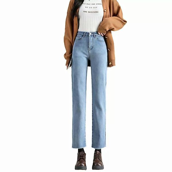 RUZU UG Slouchy Jeans Damen-Jeans mit hoher Taille gerade Hose Jeanshose St günstig online kaufen