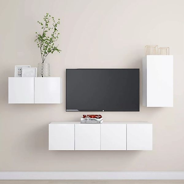 4-tlg. Tv-schrank-set Weiß Spanplatte günstig online kaufen