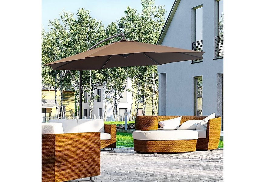 Outsunny Ampelschirm Sonnenschirm mit Kurbel Wetterbeständig, LxB: 295x295 günstig online kaufen