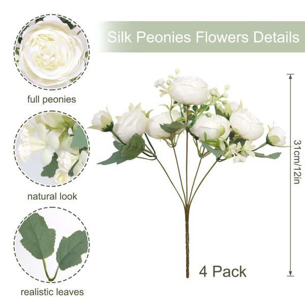 Kunstblumenstrauß Pfingstrose Künstliche Blumen 4 Bündel günstig online kaufen