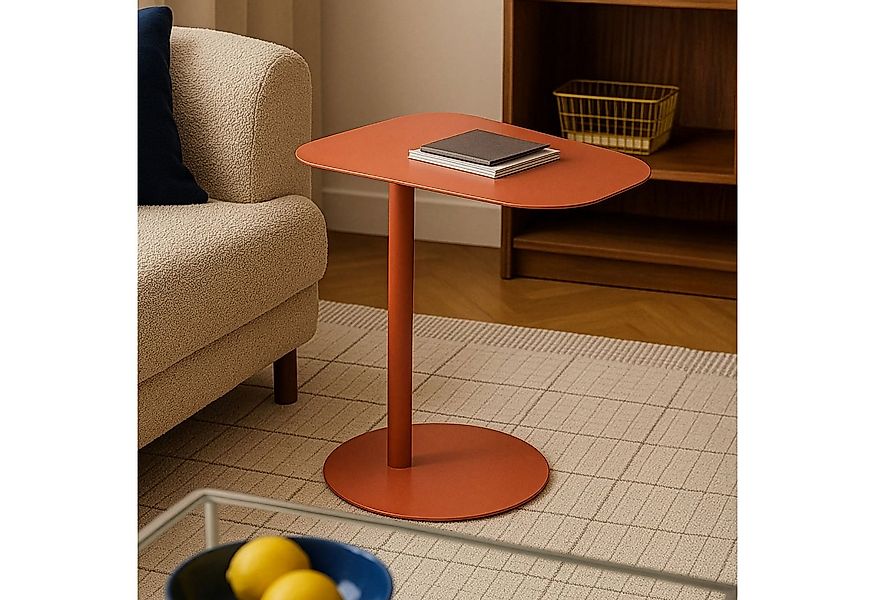 en.casa Beistelltisch, »Nastätten« Balkontisch aus Metall Ziegelrot, matt günstig online kaufen