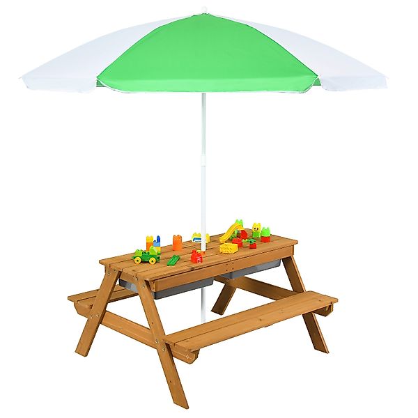 COSTWAY Garten-Kindersitzgruppe 4 Sitzer Picknick, Holz, günstig online kaufen
