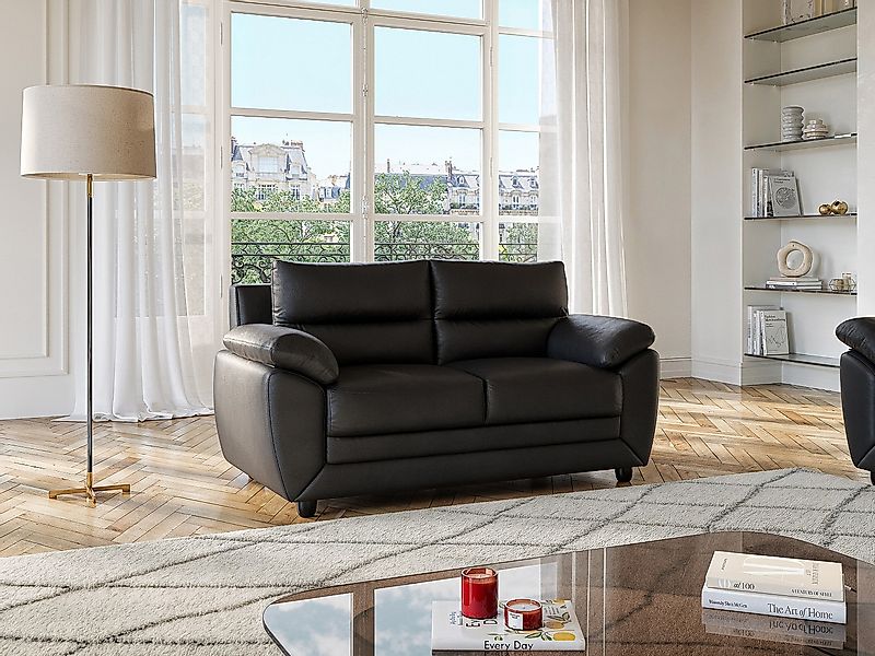Sofa 2-Sitzer - Kunstleder - Schwarz - MANOA günstig online kaufen