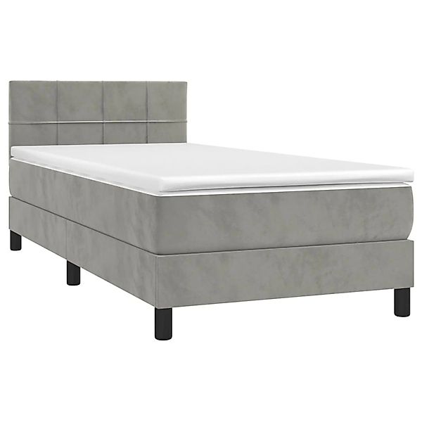 vidaXL Boxspringbett mit Matratze & LED Hellgrau 80x200 cm Samt 3134369 günstig online kaufen