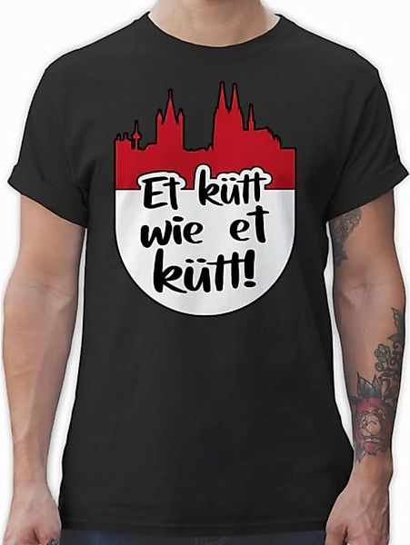 Shirtracer T-Shirt Et kütt wie et kütt! rot weiß Skyline I Kölsch Grundgese günstig online kaufen