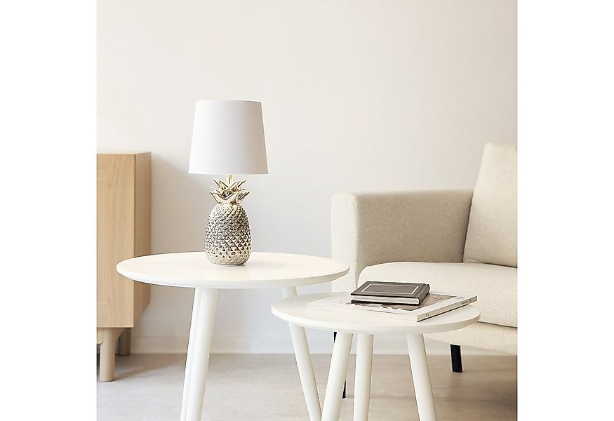 Navaris Lampenschirm 2x Lampenschirm Tischlampe E14 rund - 15,2cm - Weiß Si günstig online kaufen