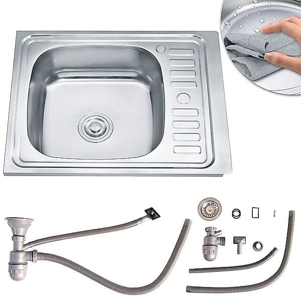 Feel2Home Edelstahlspüle Spülbecken Einbauspüle Küchenspüle 58cm günstig online kaufen